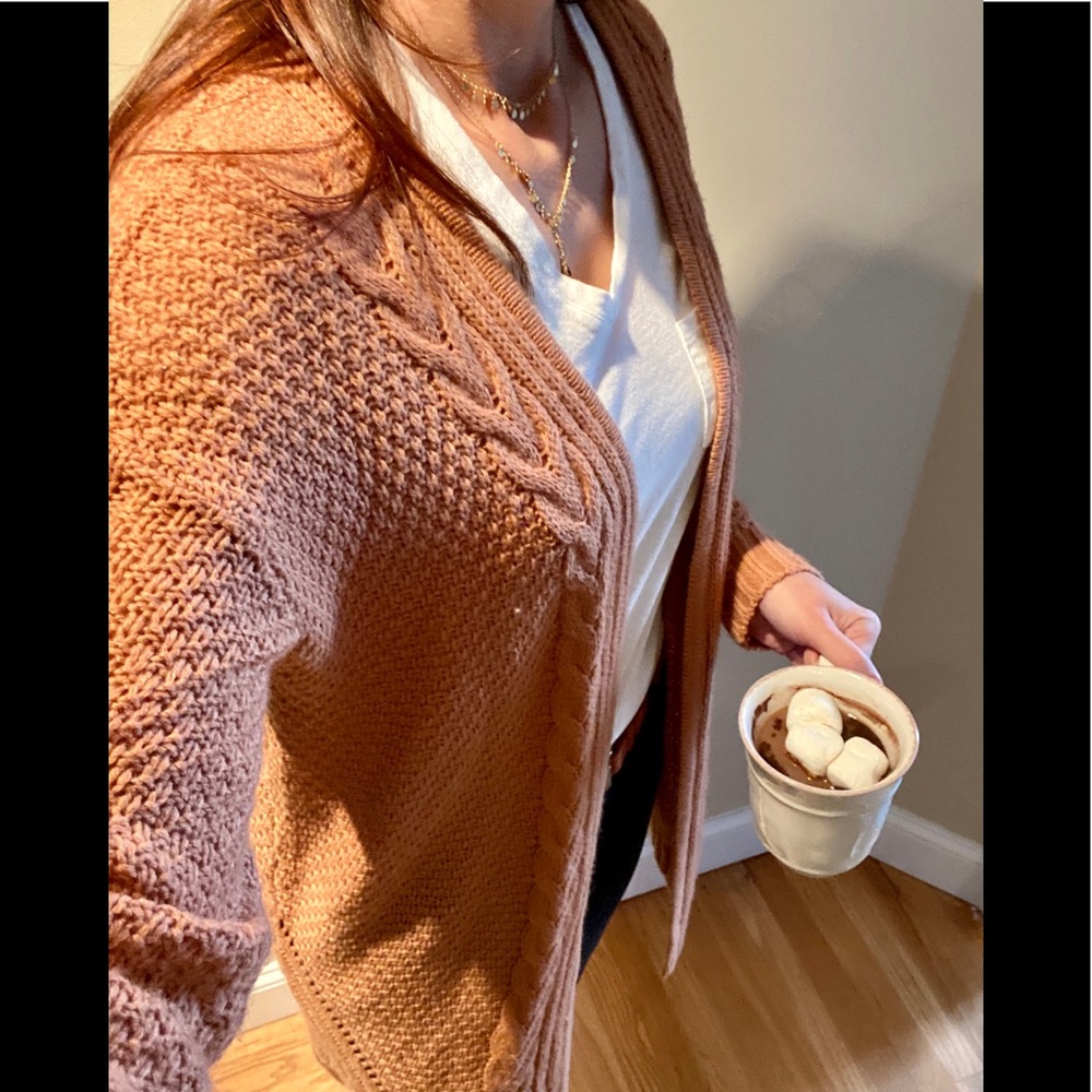 Debut long dusty peach cardigan size M/L EUC